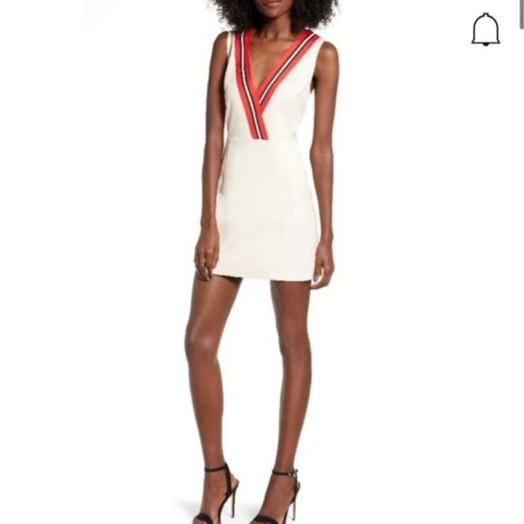 BNWT Anthropologie English Factory Pinky White Sleeveless V-Neck Mini Dress - Picture 1 of 9